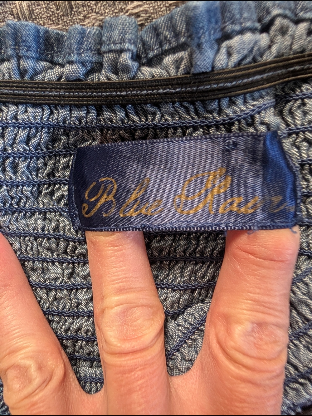 Blue Rain Denim-Style Smocked Jumpsuit in Dark Blue - Picture 4 of 4